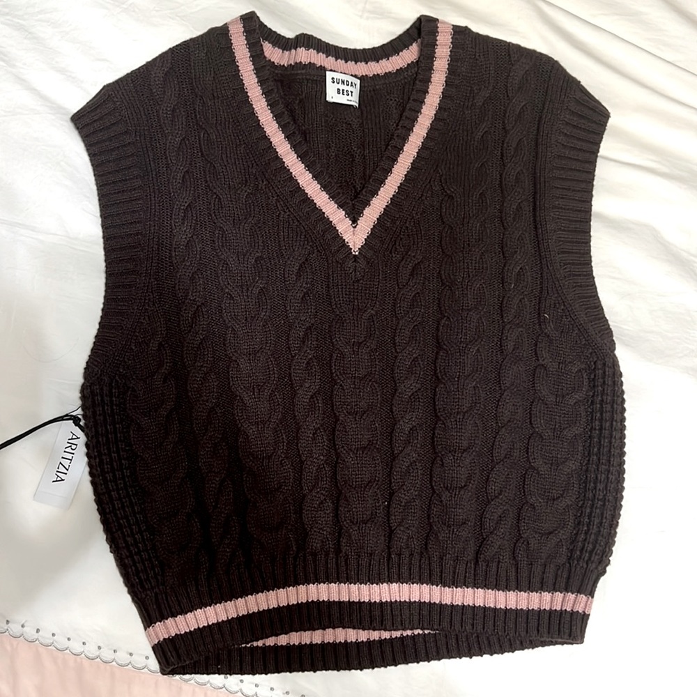 brand new aritzia sweater colors brown and pink!